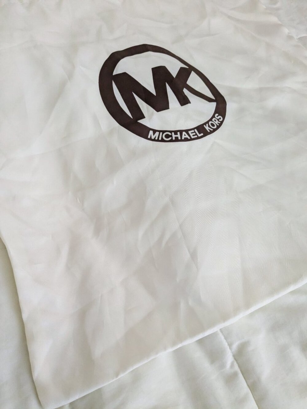 Michael Kors Drawstring Handbag Sateen Dust Bag Cream Brown Large 18.5 x 18.5